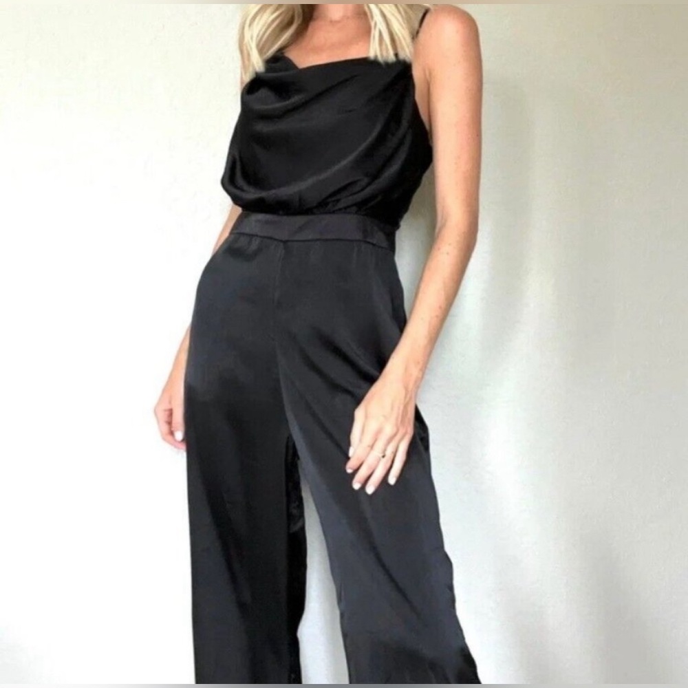NWT Women’s XS Six/Fifty Black Satin Romper
